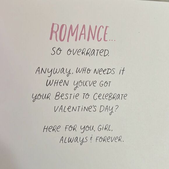 Best Friend Valentine’s Day Card by American Greetings 6.25” x 6.25” Girl Bestie - Picture 3 of 4